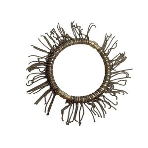 KC Brassy Gold Tone Tassel Chain Paneled Stretch Bangle Bracelet
